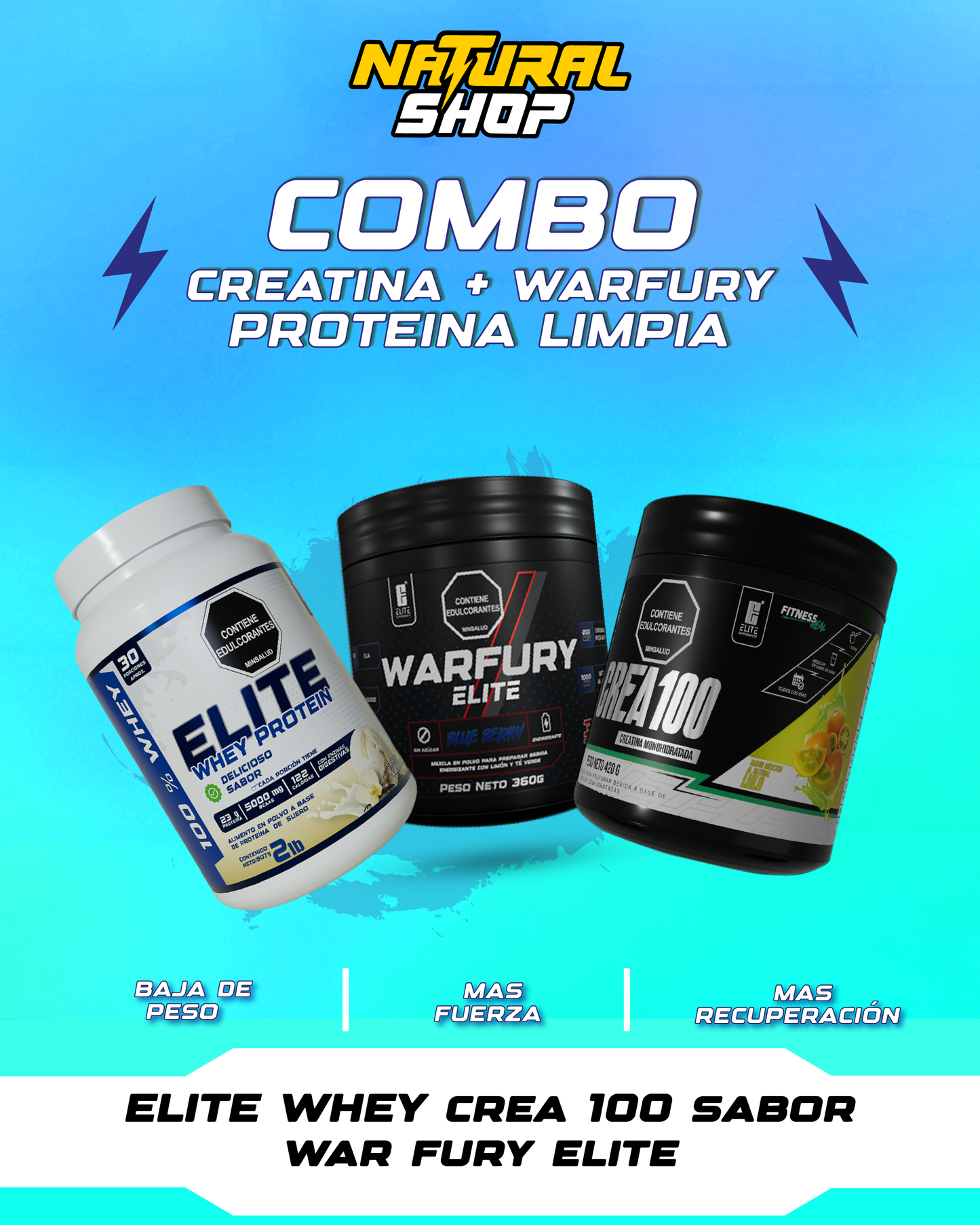 Combo creatina + Warfury + Proteína