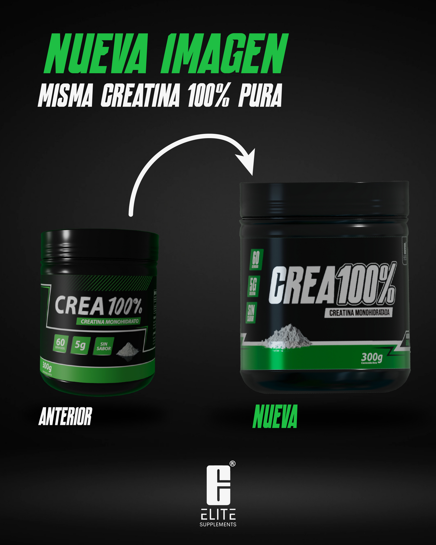 CREA100% CREATINA MONOHIDRATO 5g ELITE SUPPLEMENTS