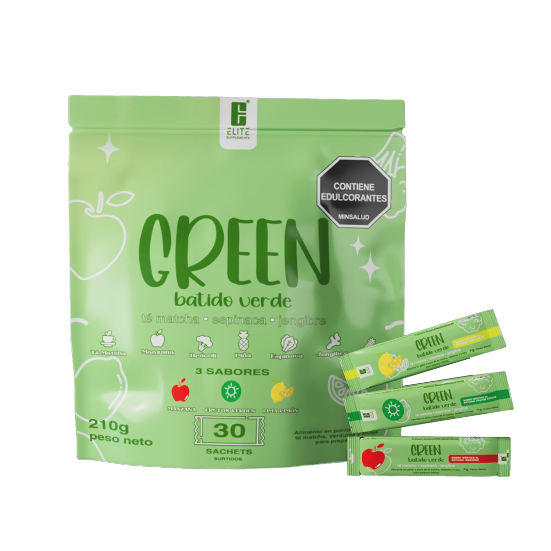 GREEN BATIDO VERDE EN SOBRES ELITE SUPPLEMENTS