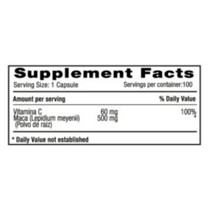 MACA 500MG + VITAMIN C NATURAL SYSTEMS