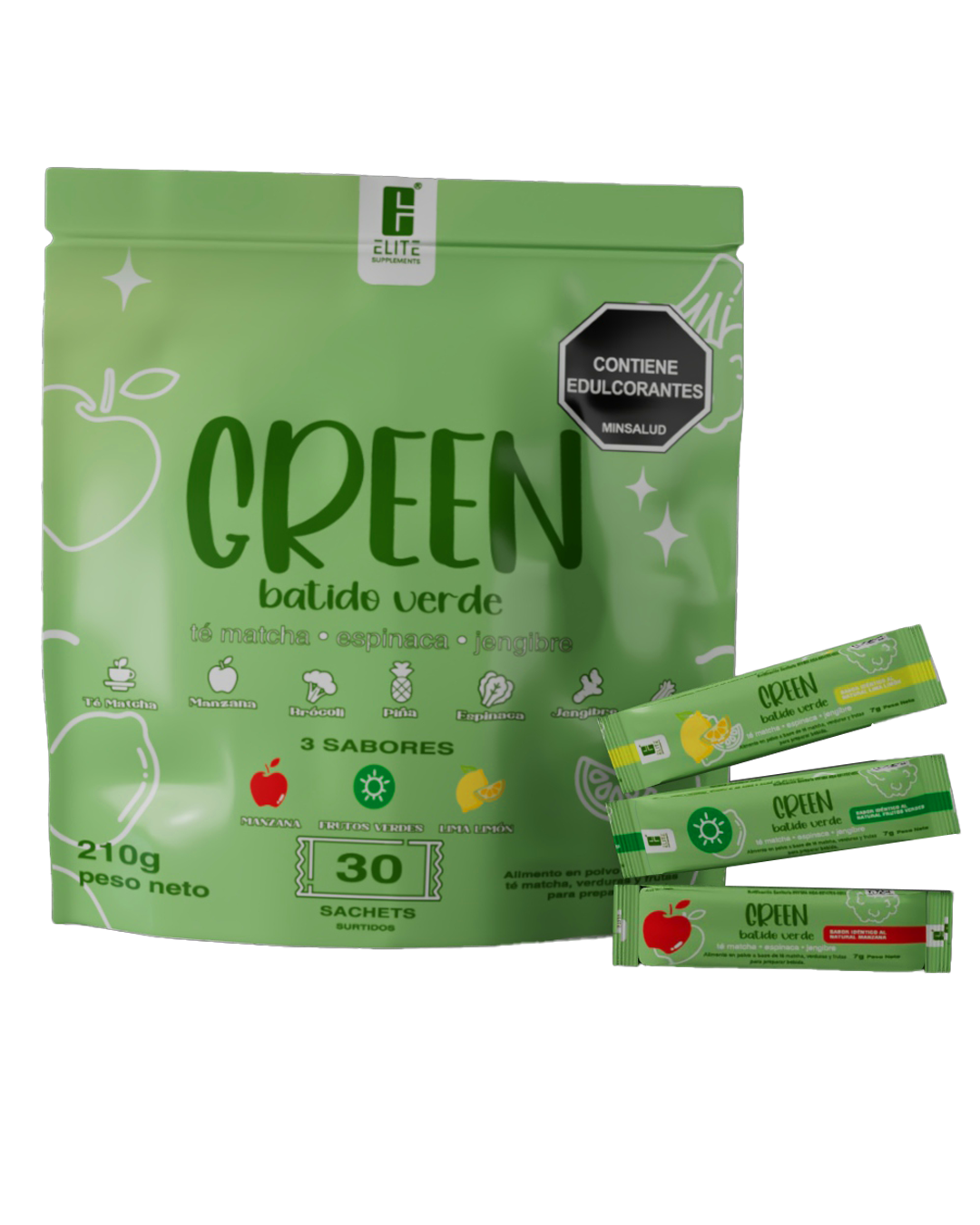 GREEN BATIDO VERDE EN SOBRES ELITE SUPPLEMENTS