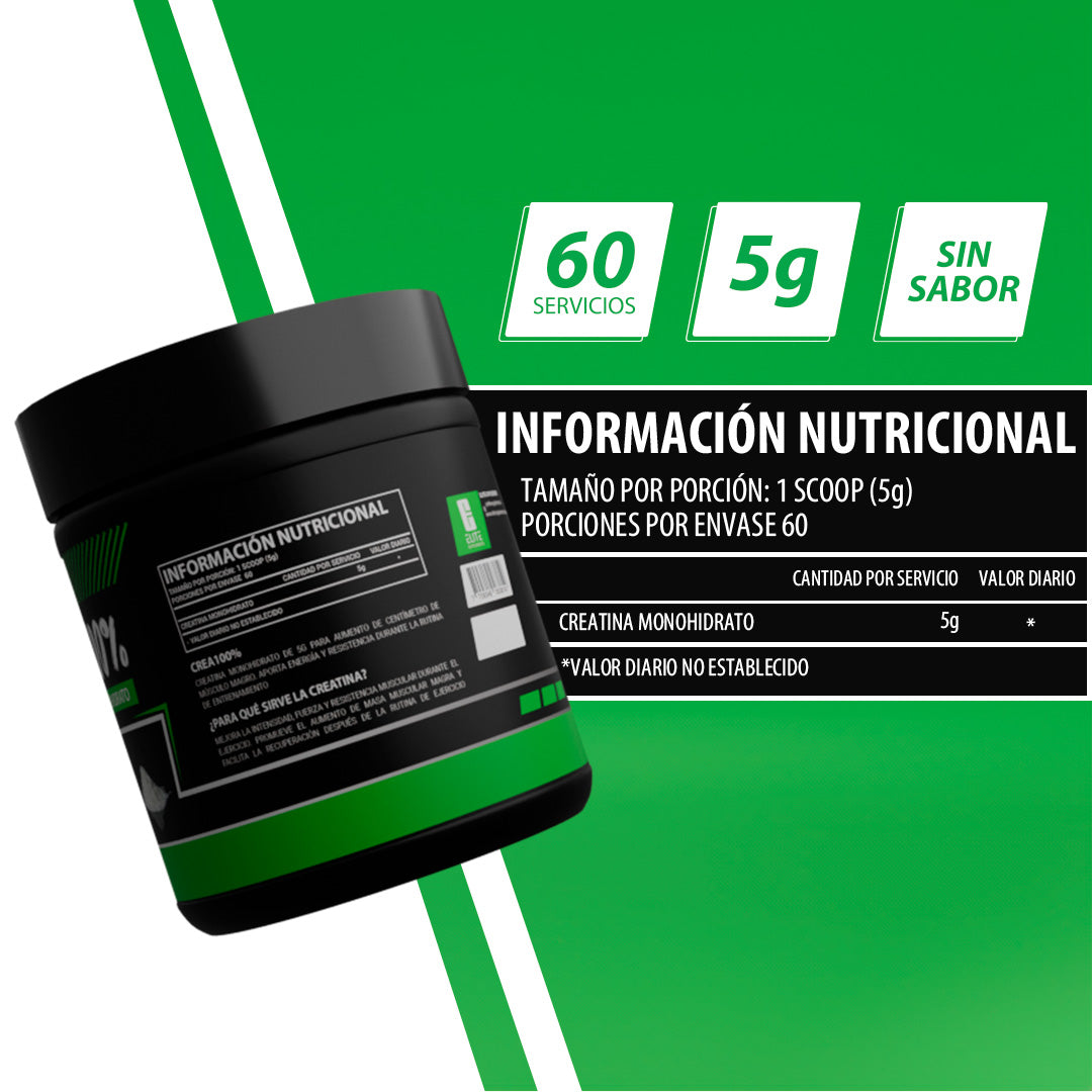 CREA100% CREATINA MONOHIDRATO 5g ELITE SUPPLEMENTS